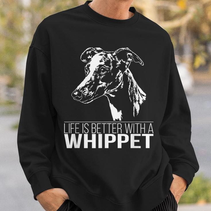 Whippet Life Is Better Greyhounds Dog Slogan Sweatshirt Geschenke für Ihn
