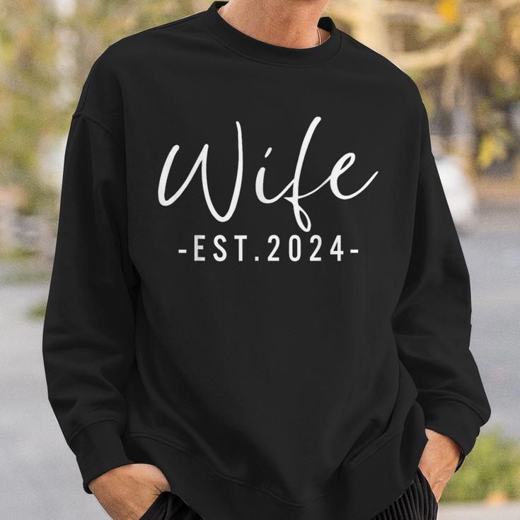 Wife Est 2024 Just Married Honeymoon Wedding Couples Sweatshirt Gifts for Him