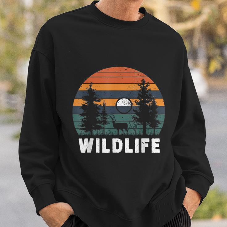 Wildlife Nature Forest Trees Outdoors Vintage Retro Sunset Sweatshirt Gifts for Him