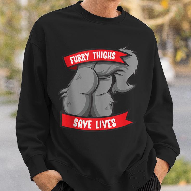 Wolf Furry Thighs Save Lives Proud Furry Pride Fandom Sweatshirt Gifts for Him