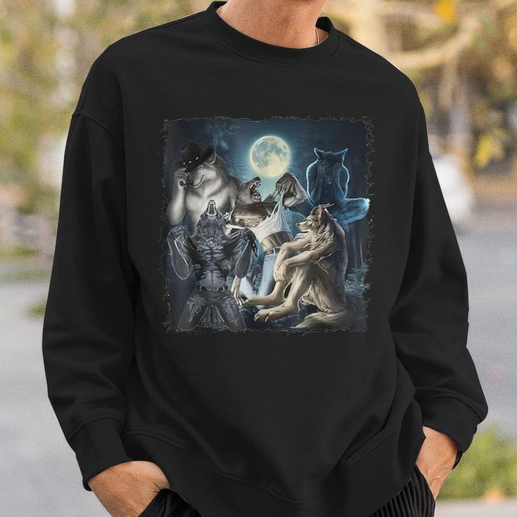 Wolf Ripping Werewolf Alpha Wolf Oddly Meme Sweatshirt Gifts for Him
