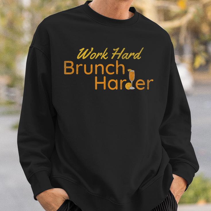 Work Hard Brunch Harder Vintage Mimosa Day Drinking Sweatshirt Gifts for Him