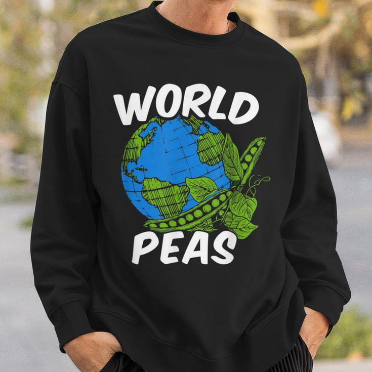 World Peas Pun Peace On Earth Globe Pea Pods Sweatshirt Gifts for Him