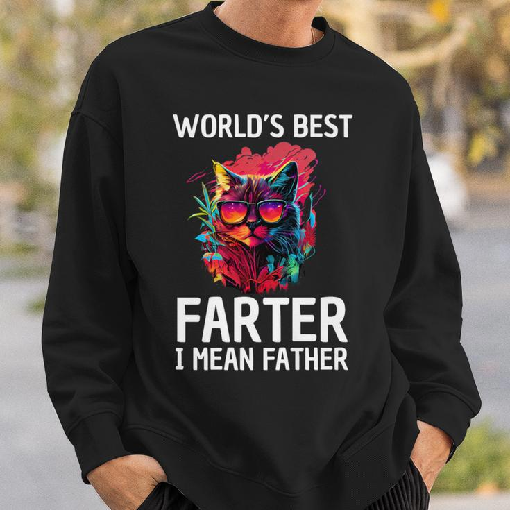 Worlds Best Farter I Mean Father Best Cat Dad Father's Day Sweatshirt Gifts for Him