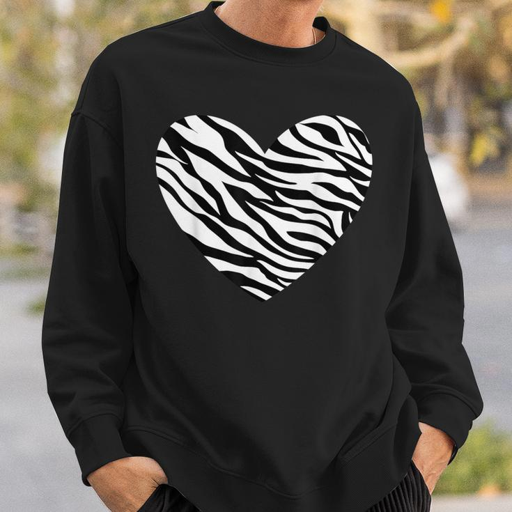 Zebra Fur Animal Skin Heart Print Waves Pattern Sweatshirt Geschenke für Ihn