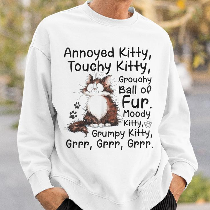 Annoyed Kitty Touchy Kitty Grouchy Ball Of Fur Moody Kitty Sweatshirt Gifts for Him