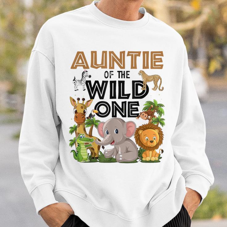 Auntie Of The Wild One Birthday 1St Safari Jungle Family Sweatshirt Gifts for Him