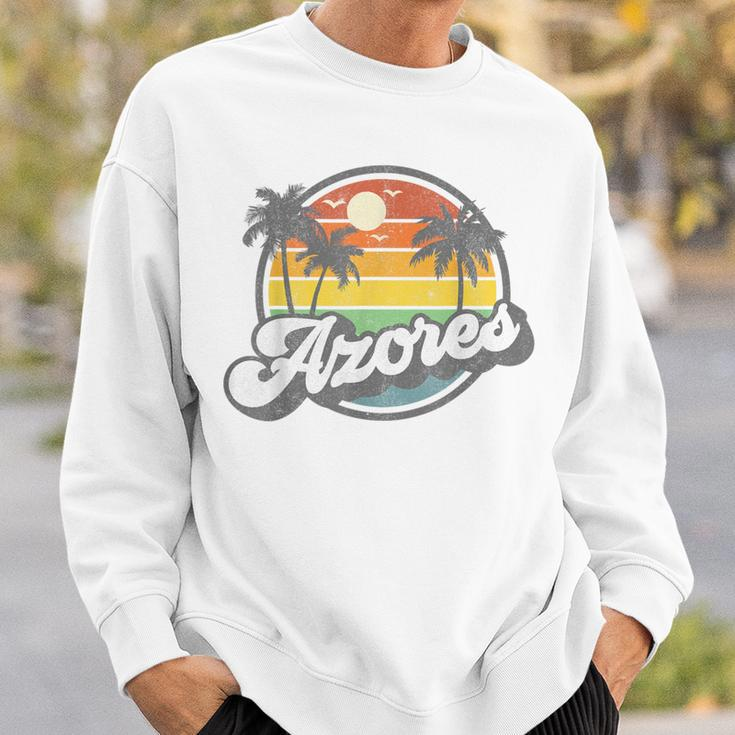 Azores Portugal Island Vacation Palm Trees Retro Beach Sweatshirt Gifts for Him