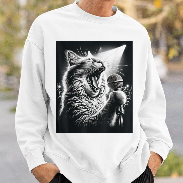 Band Musician Vocalist Singer Cat Singing Sweatshirt Gifts for Him