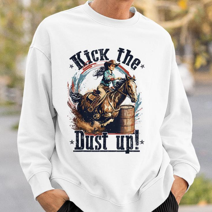 Barrel Racing Cowgirl Kick The Dust Up Rodeo Barrel Racer Sweatshirt Gifts for Him
