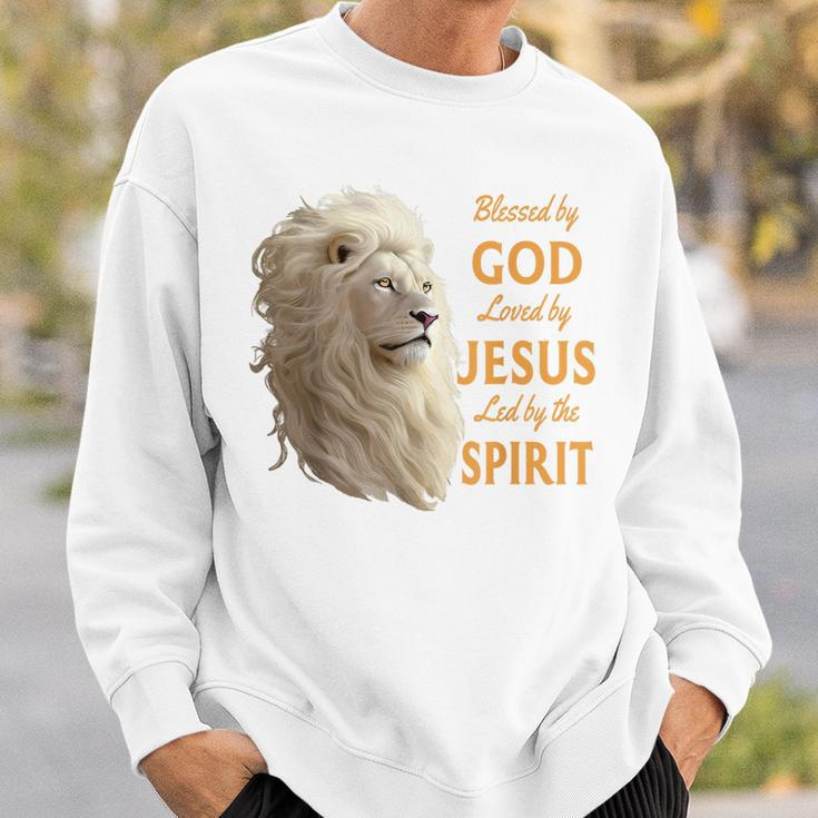 Blessed By God Loved By Jesus Christian Lion Sweatshirt Gifts for Him