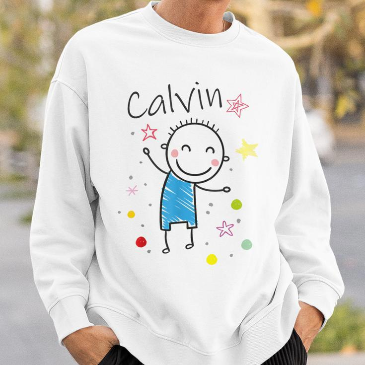 Cartoon Charakter Sweatshirt für Kinder, Calvin Design mit Sternen & Glitzer Geschenke für Ihn