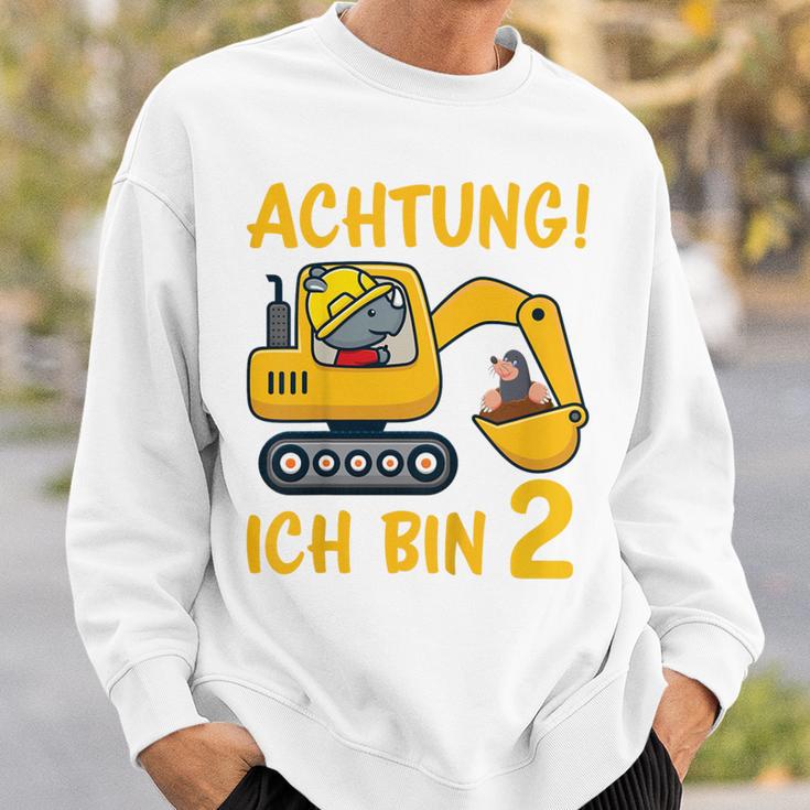 Children's Achtung Ich Bin 2 Jahre Alt 2Nd Birthday Digger Rhino Sweatshirt Geschenke für Ihn