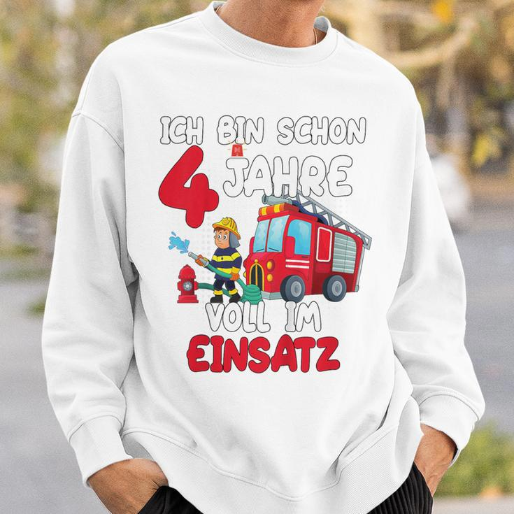 Children's Birthday Ich Bin Schon 4 Jahre Voll Im Einatz Fire Brigade Sweatshirt Geschenke für Ihn