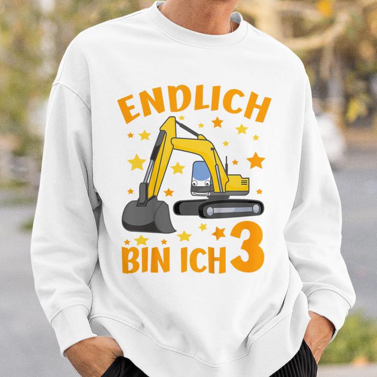 Children's Endlich Bin Ich 3 Jahre Dritter Birthday Digger Construction Site 80 Sweatshirt Geschenke für Ihn