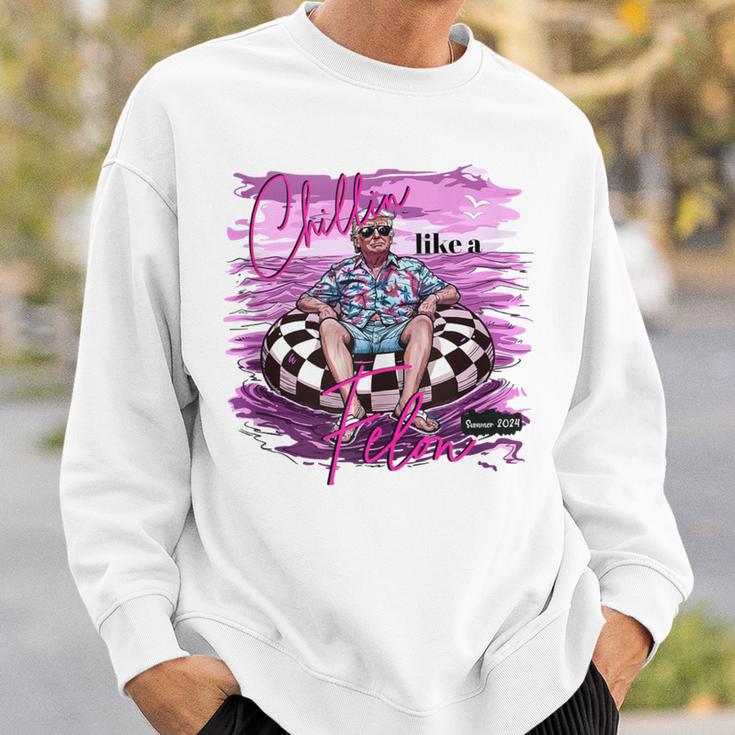 Chillin Like A Felon Retro Pink Summer Trump 2024 Sweatshirt Gifts for Him