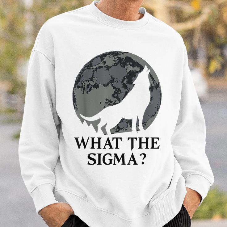 Cool Meme Moon Alpha Wolf What The Sigma Sweatshirt Gifts for Him