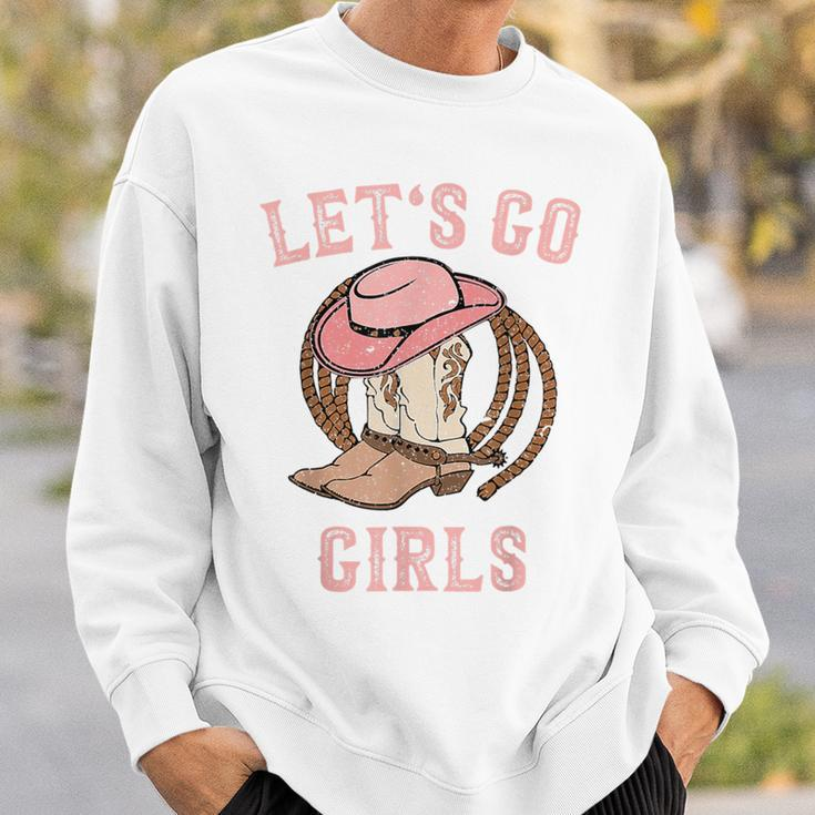 Cowboy Hat Boots Let's Go Girls Western Cowgirls Cowgirl Sweatshirt Gifts for Him
