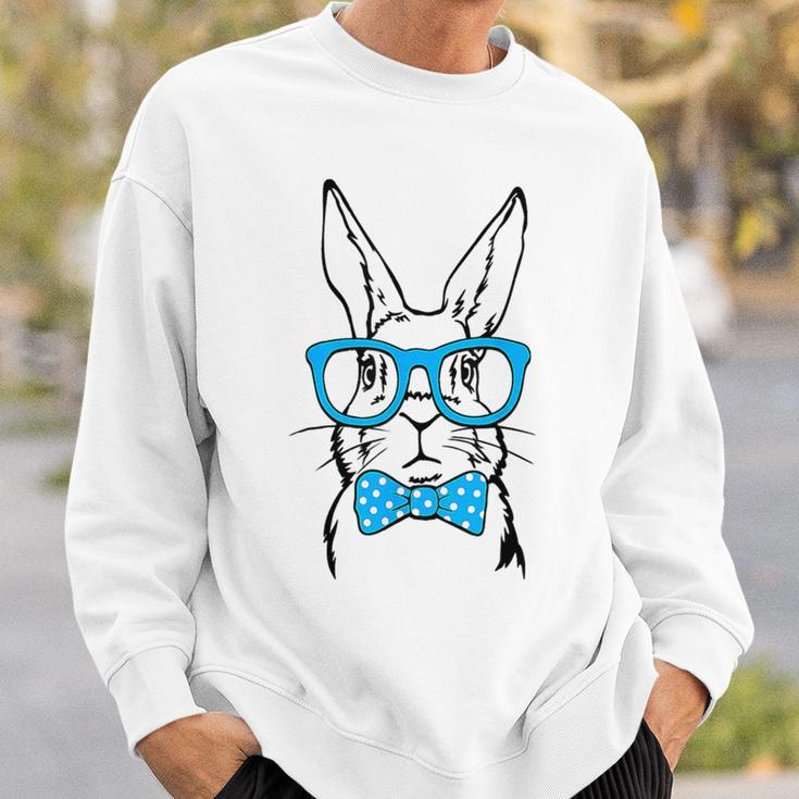 Cute Rabbit Bunny Face Glasses Bow Tie Happy Easter Day Boys Sweatshirt Gifts for Him