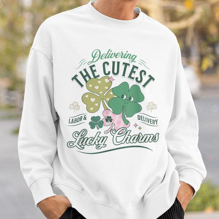 Delivering The Cutest Lucky Charms Labor Delivery St Patrick Sweatshirt Gifts for Him