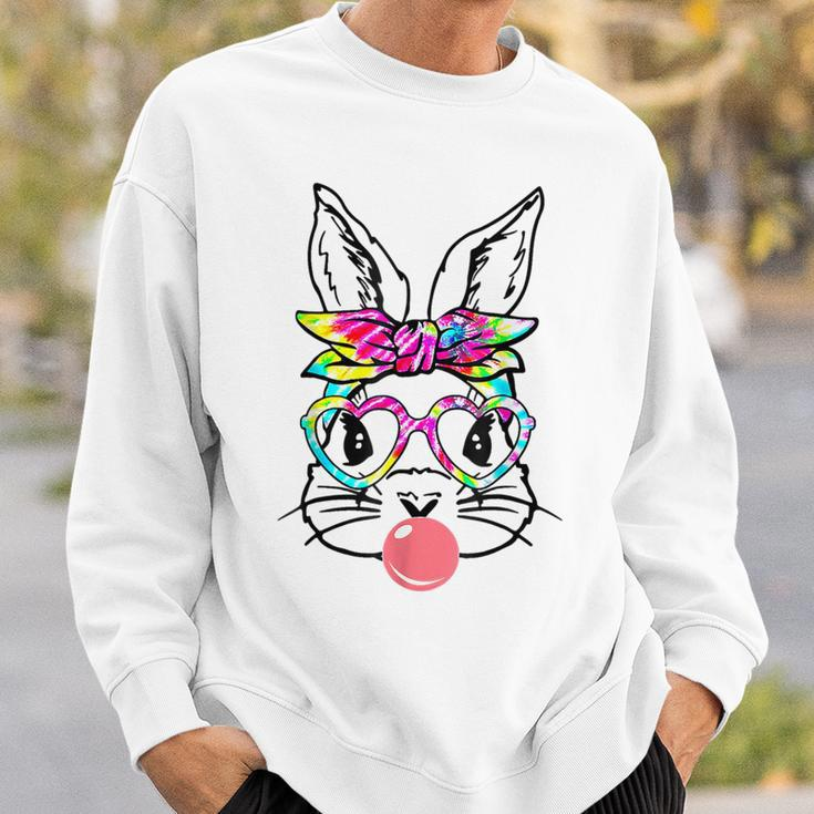 Easter Day Bunny With Bandana Heart Glasses Bubblegum Sweatshirt Gifts for Him
