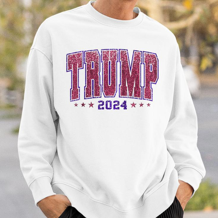 Faux Sequins Trump 2024 President Make America Trump Again Sweatshirt Gifts for Him