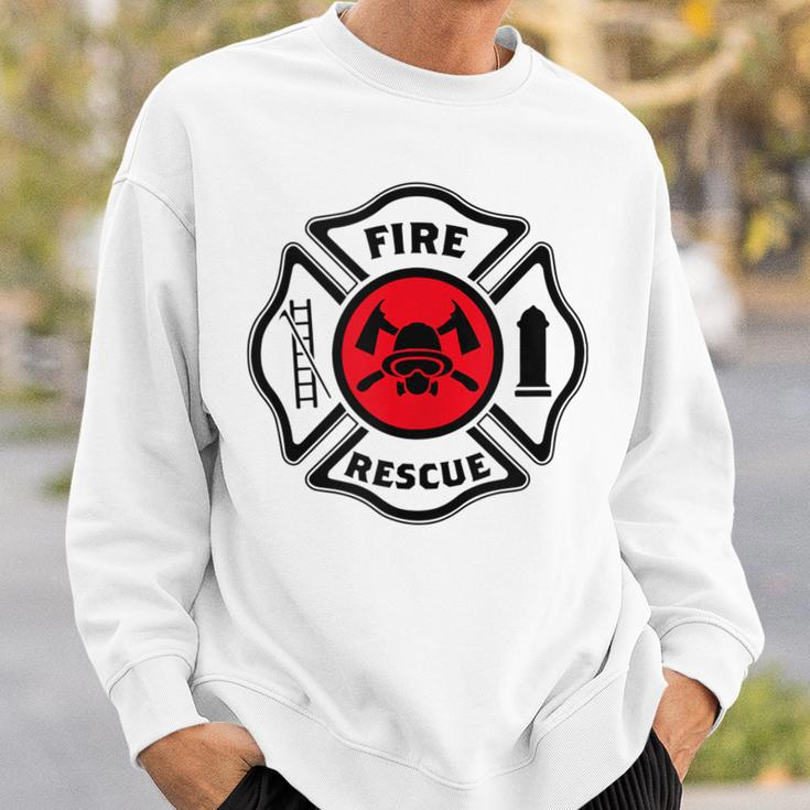 Fire & Rescue Maltese Cross Firefighter Sweatshirt Gifts for Him