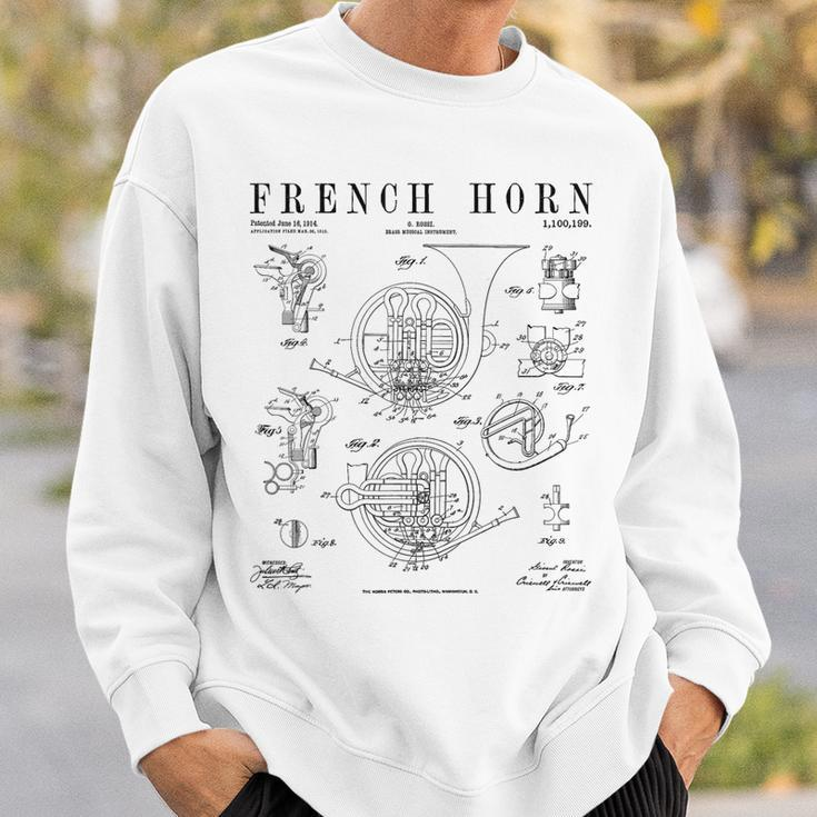 French Horn Old Vintage Antique Patent Drawing Print Sweatshirt Gifts for Him