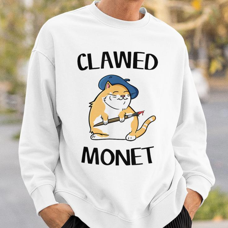 Cat French Artist Painting Clawed Monet Sweatshirt Gifts for Him