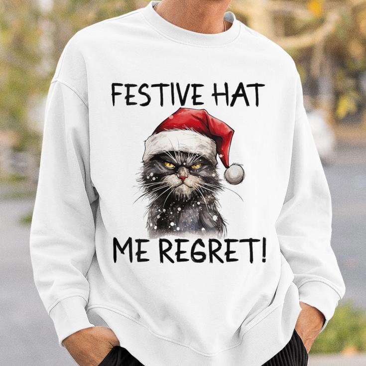 Christmas Cat Santa Hat Festive Hat Me Regret Sweatshirt Gifts for Him