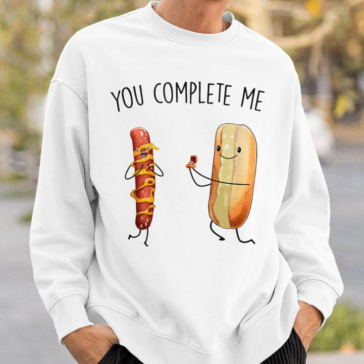 Couples You Complete Me Hot Dog And Hot Dog Bun Sweatshirt Gifts for Him