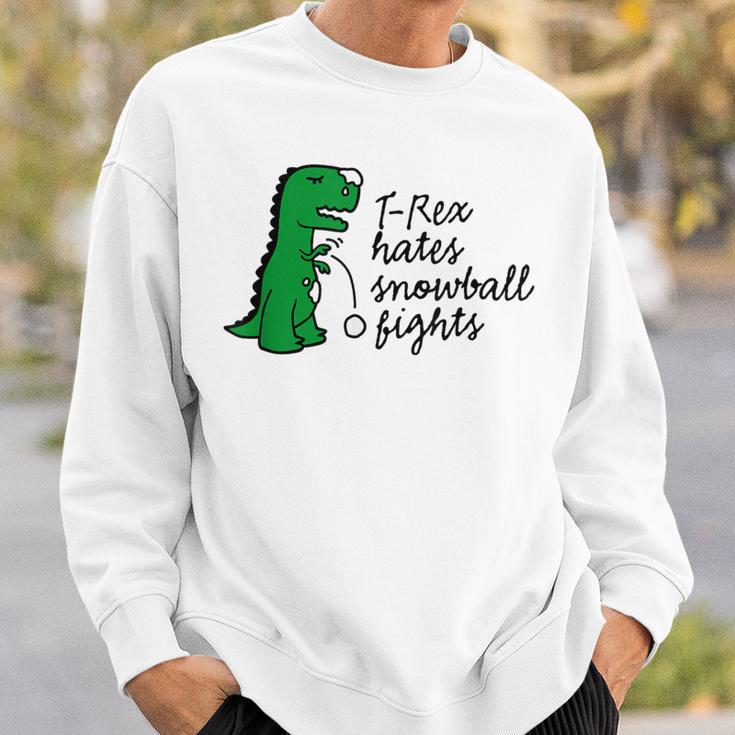 T-Rex Hates Snowball Fights Dinosaur Winter Sports Sweatshirt Gifts for Him