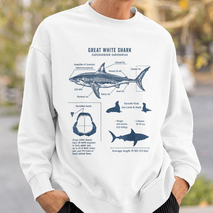 Great White Shark Anatomy Marine Biology Biologist Friend Sweatshirt Gifts for Him