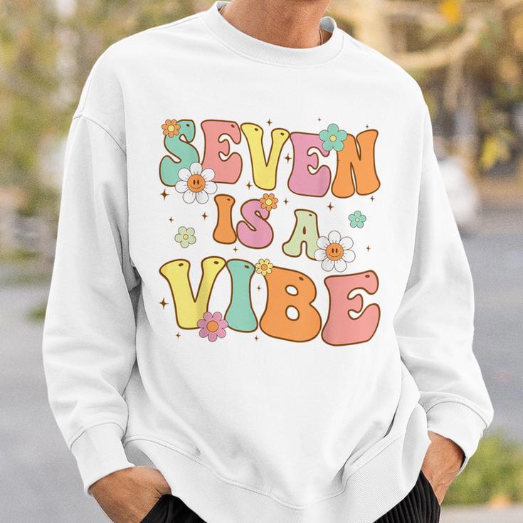 Groovy 7Th Birthday Seven Is A Vibe 7 Year Old Girls Boys Sweatshirt Gifts for Him