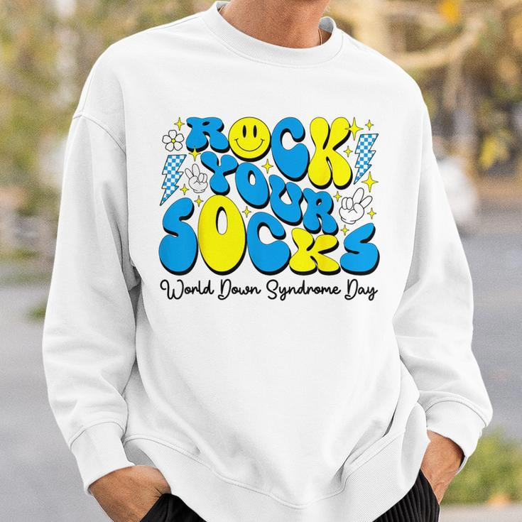 Groovy Rock Your Socks World Down Syndrome Awareness Day Sweatshirt Gifts for Him
