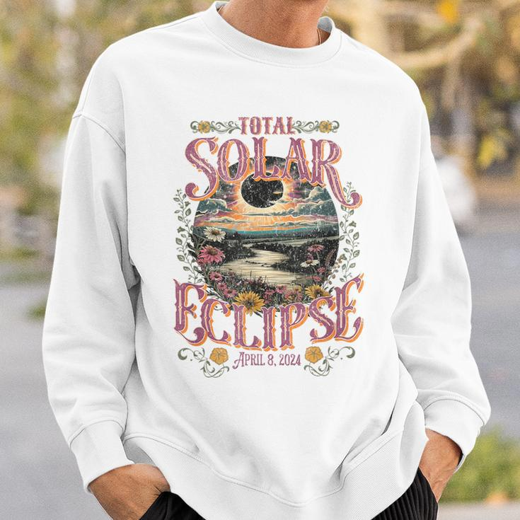 Groovy Total Solar Eclipse April 8 2024 Astronomy Souvenir Sweatshirt Gifts for Him