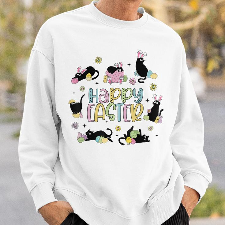 Happy Easter Cat Wearing Bunny Ear Bunny Cat Lover Sweatshirt Gifts for Him
