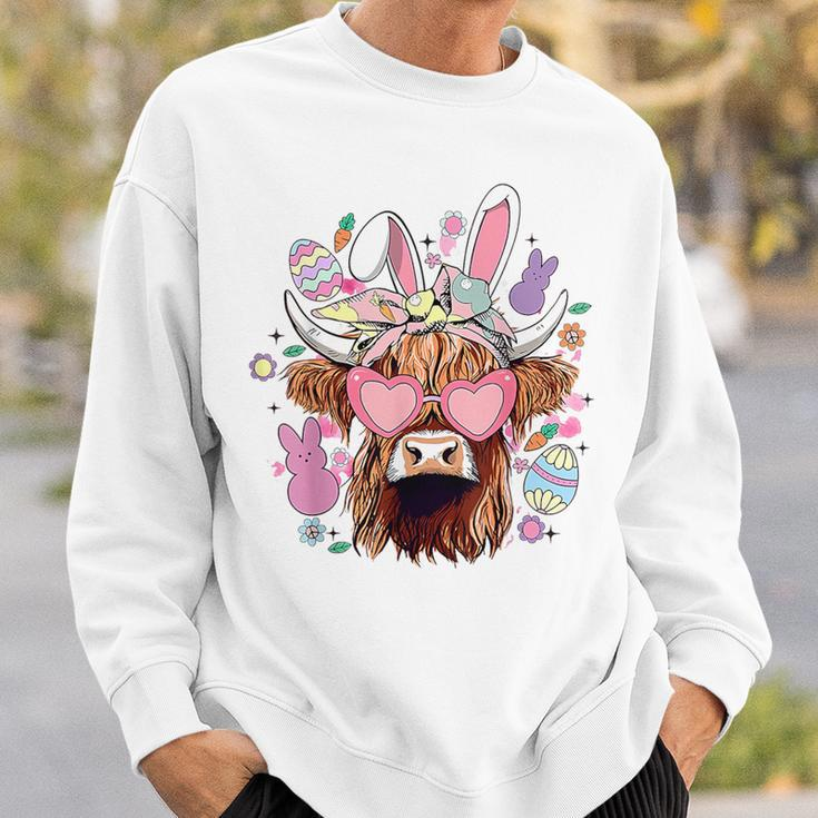 Happy Easter Highland Cow Heifer Easter Day Farmer Cowgirl Sweatshirt Gifts for Him