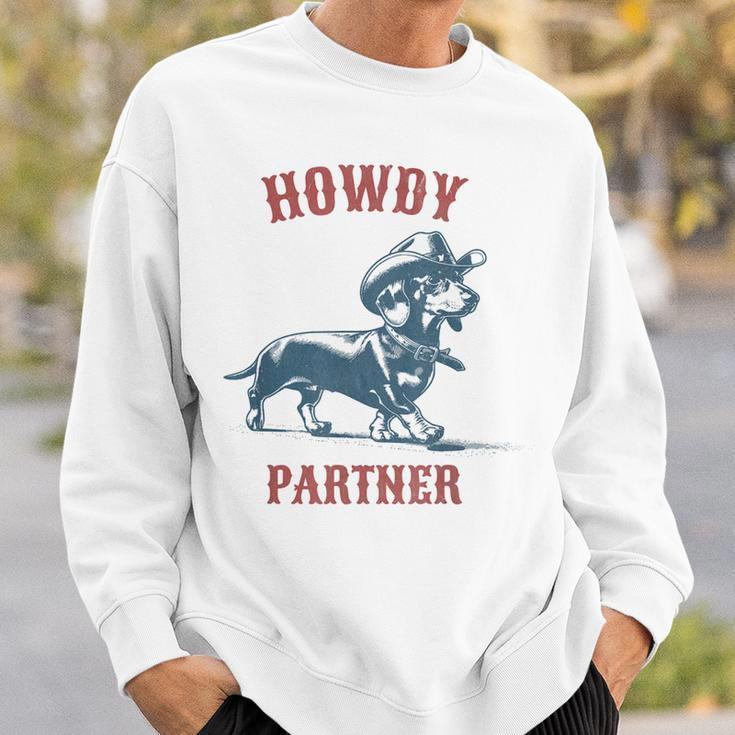 Howdy Partner Ready For Rodeo Cowboy Weenie Dachshund Sweatshirt Gifts for Him