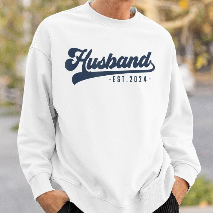 Husband Est 2024 Just Married Honeymoon Hubby Wedding Couple Sweatshirt Gifts for Him