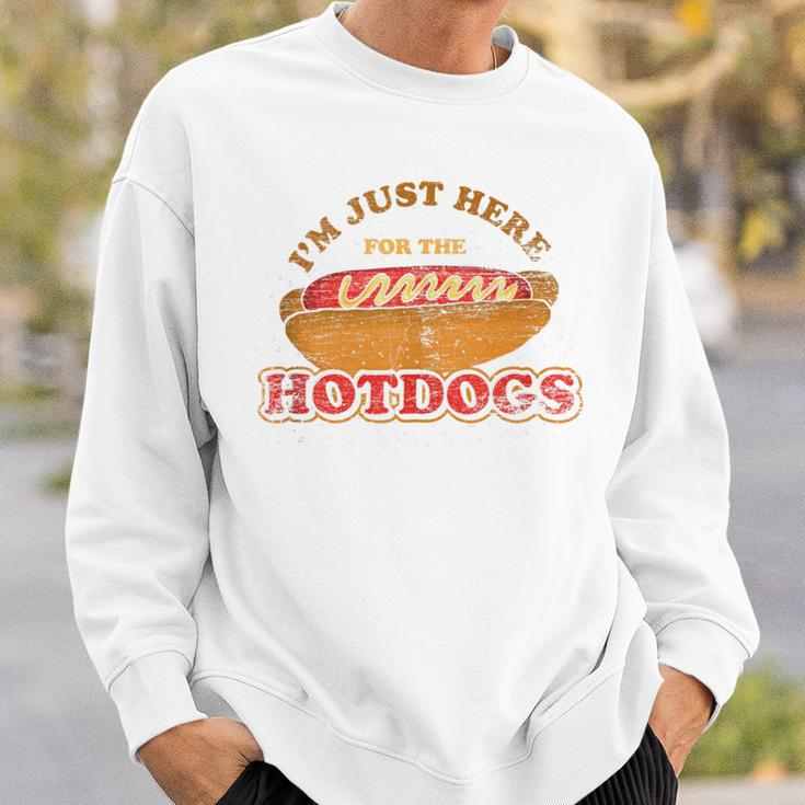 Im Just Here For The Hot Dogs Foodie Weiner Hot Dog Sweatshirt Gifts for Him