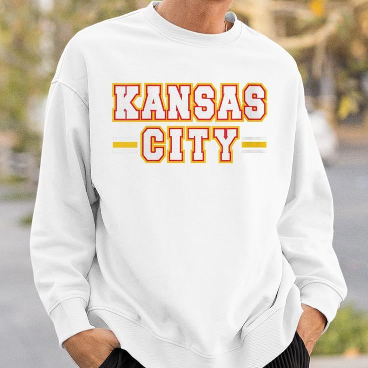 Kc Red Yellow Kansas City Red Striped Retro Kc Fan Local Sweatshirt Gifts for Him