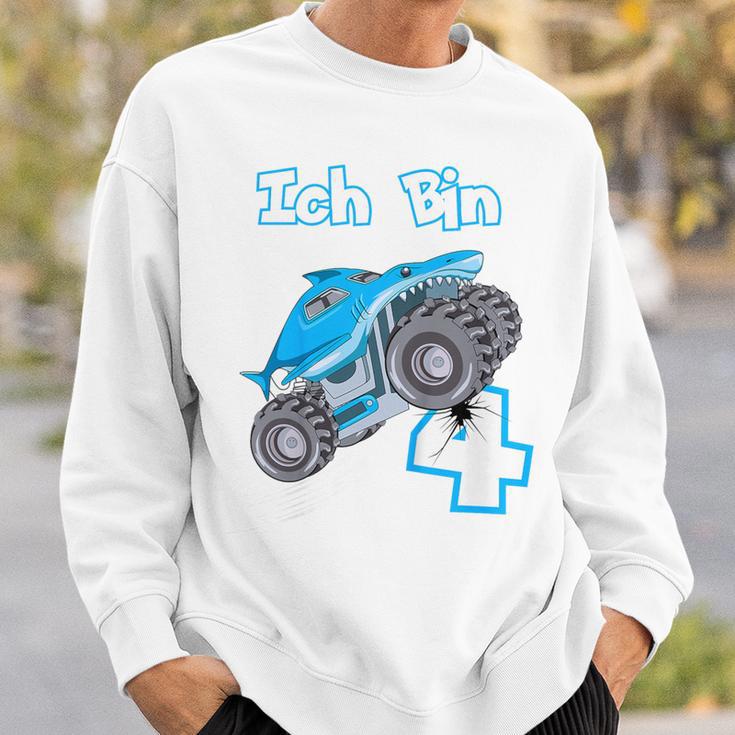 Kinder 4 Jahre Monster Truck Haifisch Geburtstag Junge Sweatshirt Geschenke für Ihn