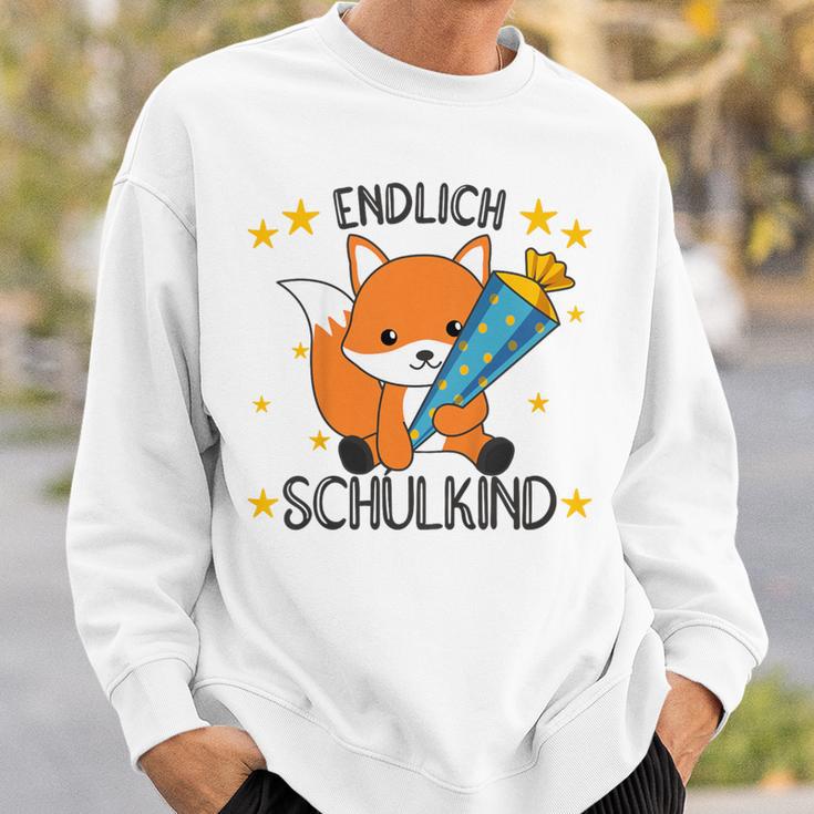 Kinder Endlich Schulkind 2024 Fox School Cone School Fox Gray Sweatshirt Geschenke für Ihn