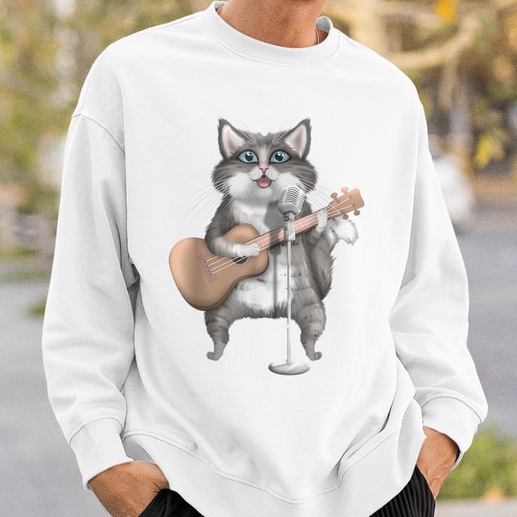 Kitty Cat Singing Guitar Player Musician Music Guitarist Sweatshirt Gifts for Him