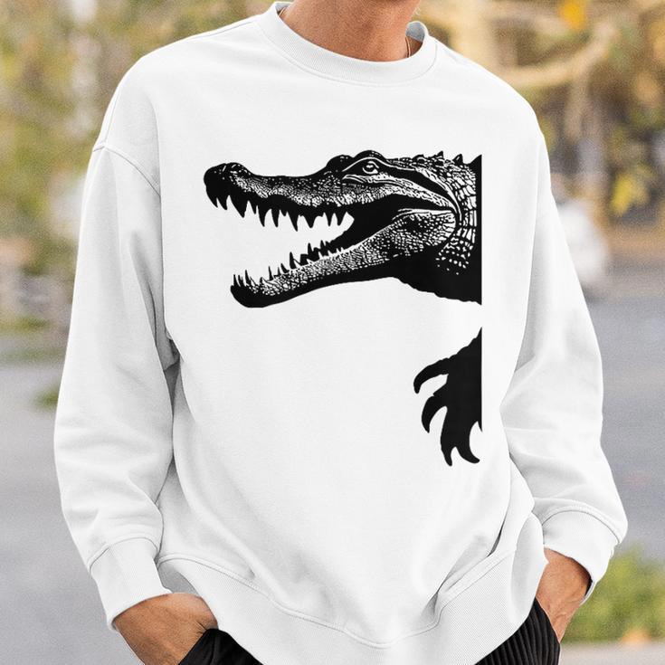 Krokodil Silhouette Mit Kralle Fun Mitgebsel Füratertag Sweatshirt Geschenke für Ihn