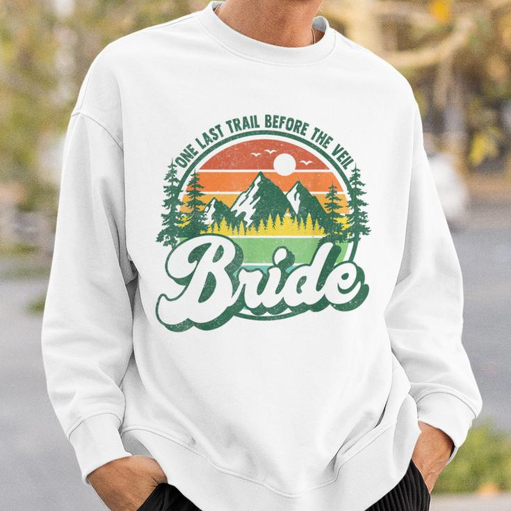 Last Trail Before The Veil Bride Camp Camping Bachelorette Sweatshirt Gifts for Him