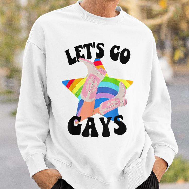 Let's Go Gays Lgbt Pride Cowboy Hat Retro Gay Rights Ally Sweatshirt Gifts for Him
