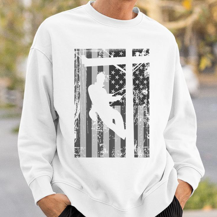 Lineman American Flag Electric Cable Lineman Sweatshirt Gifts for Him