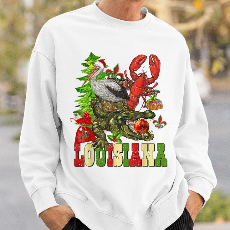 Louisiana Cajun Christmas Crawfish Pelican Alligator Xmas Sweatshirt Gifts for Him